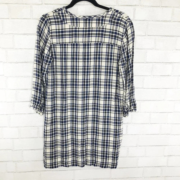 Madewell Black Blue & White Flannel Shirt Dress Women's Size XS - Picture 2 of 7